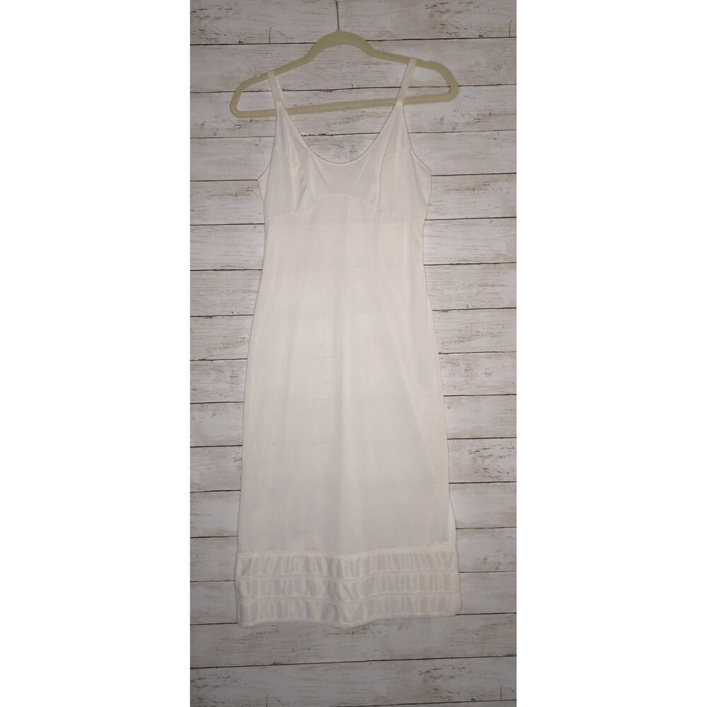 Vintage 70s Movie Star Slip Dress White Size 34" Bust See Blemishes Midi